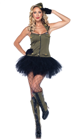 F66133 USO Army Girl Fancy Dress Costume